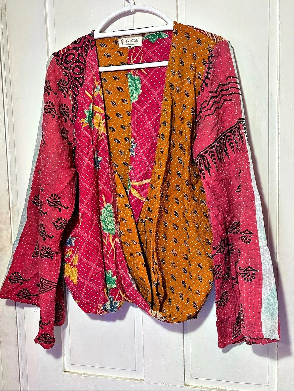 Kantha Bae Multicolor Patchwork Open Front Jacket